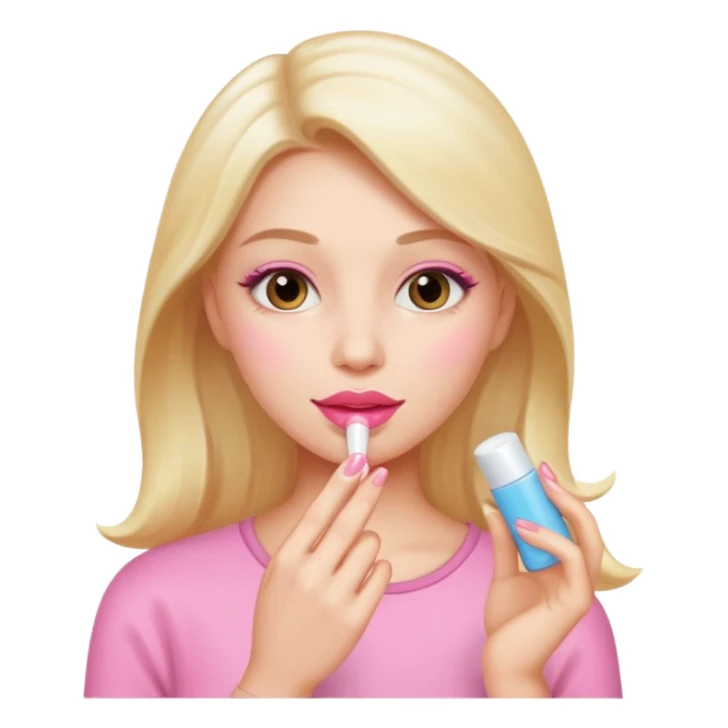 A gorgeous women applying lipbalm  sticker