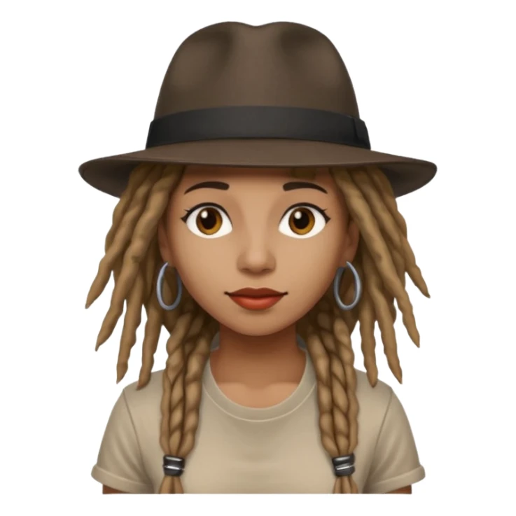 female Musician with dreadlocks and fedora sticker
