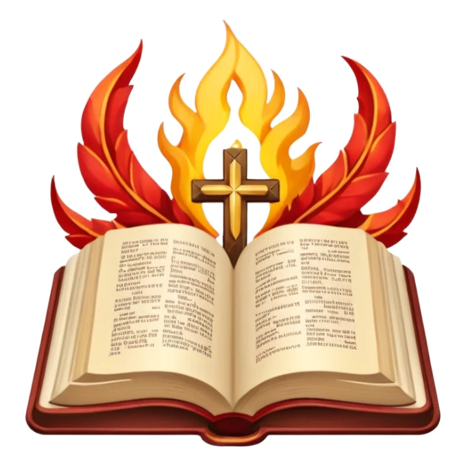 Seventh-day Adventist Church logo, simplified, with open Bible, three flames, and cross sticker