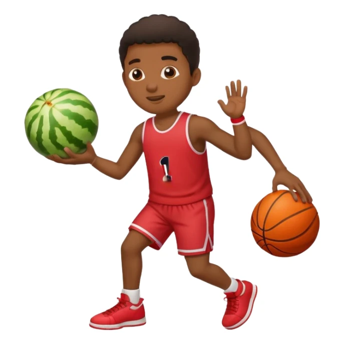 Black guy eating watermelon and playing basketball  sticker