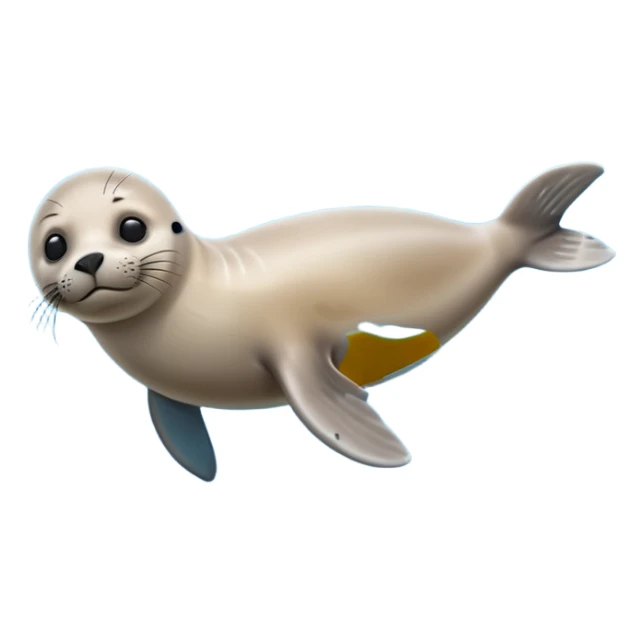 A 3D cartoon seal swimming with visible flippers, calm blue water, soft sunlight, Memoji-style realism. sticker