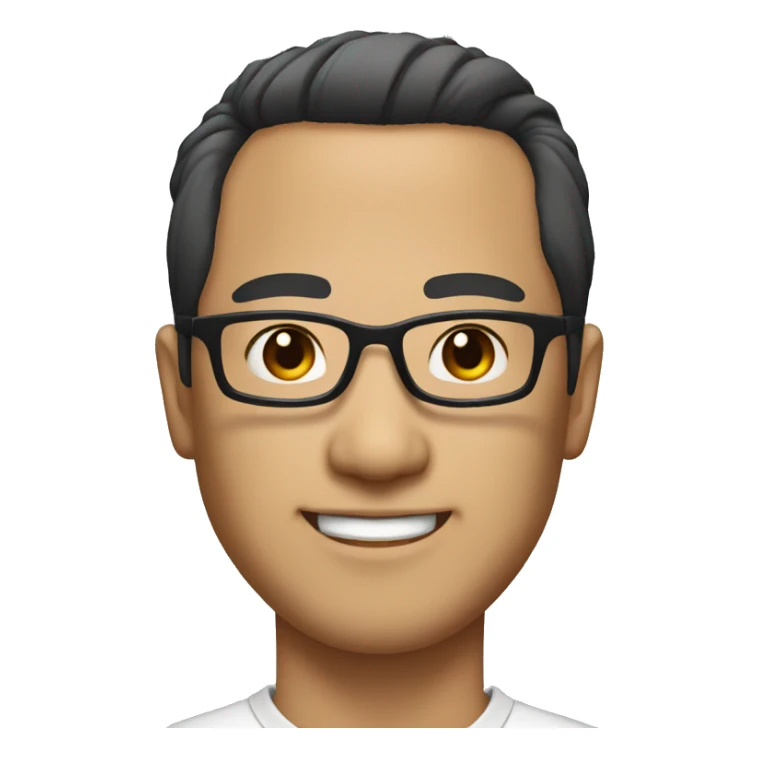 40 yo asian man with pony tail hair and glasses  sticker