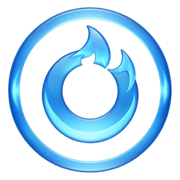A minimalist CD disc with a subtle blue fire design, emoji style, blue fire sticker