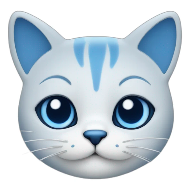 Blue simplistic sketch of a cute cat face sticker