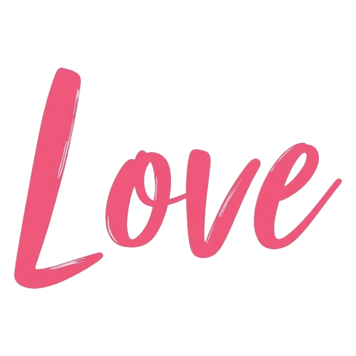 Pastel pink lettering that says "Love" in elegant cursive font sticker