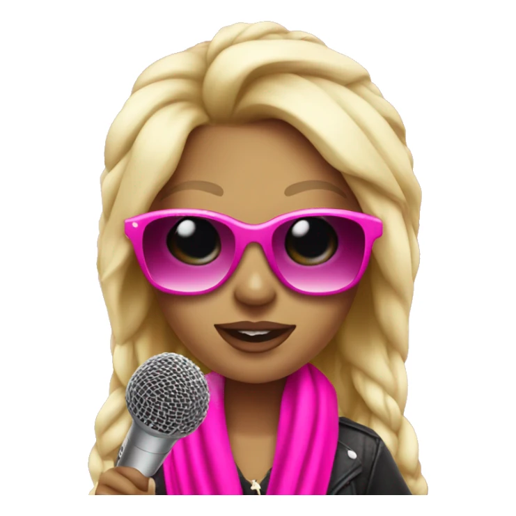 Blonde popstar with pink microphone and pink sunglasses with pink scarf sticker