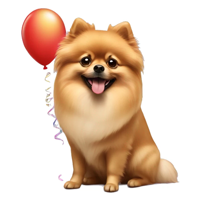 Pomeranian with birthday baloons sticker