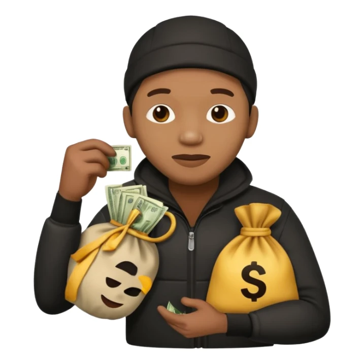 Ladrão com saco de dinheiro emoji efeito Mandela sticker