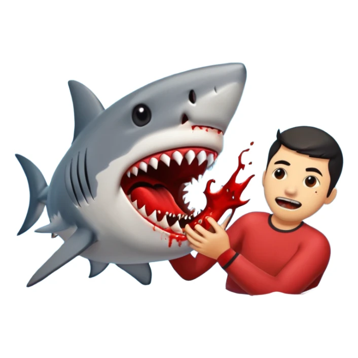 Shark eating person sticker