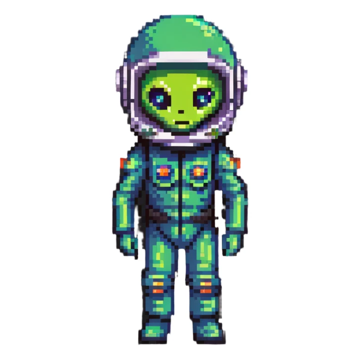 green alien in space helmet and suit sticker