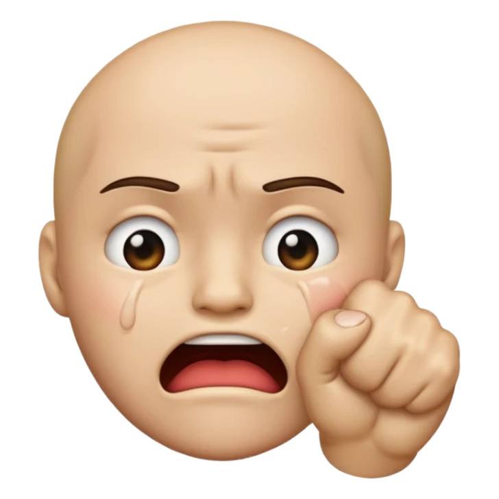 Crying emoji with 🤜 emoji over mouth sticker