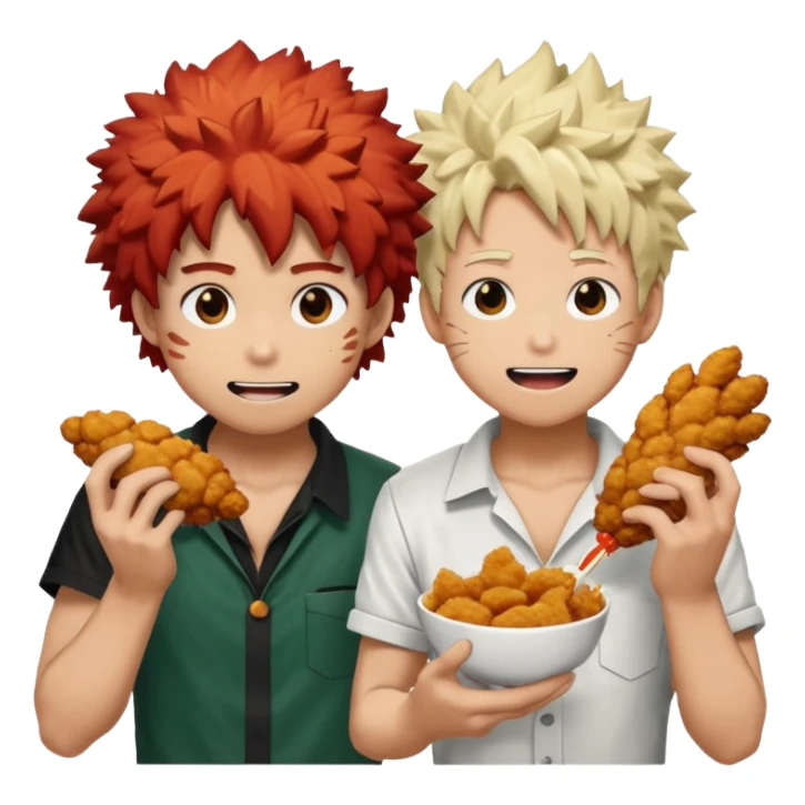 black deku and bakugou eating fried chicken sticker