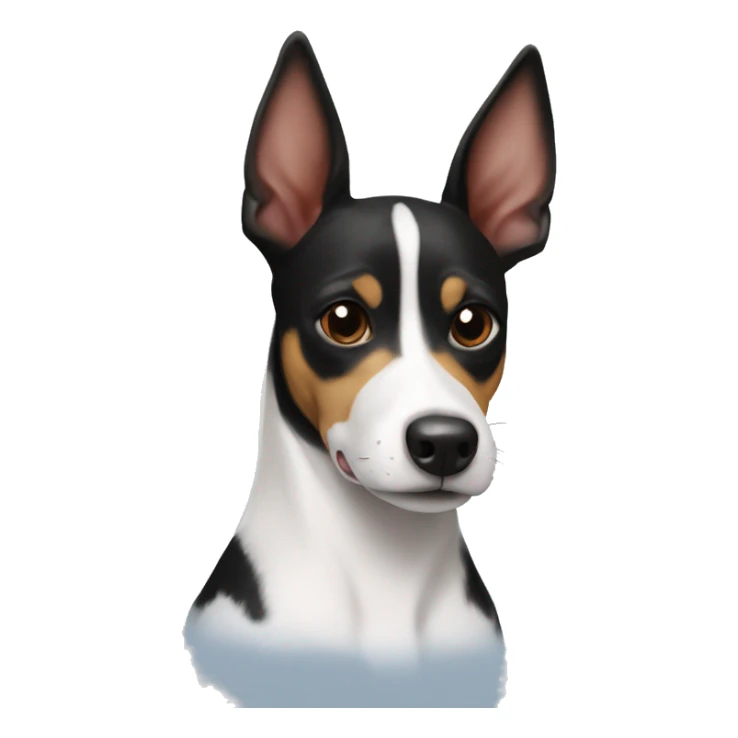 Black and white basenji rat terrier mix with point ears  sticker