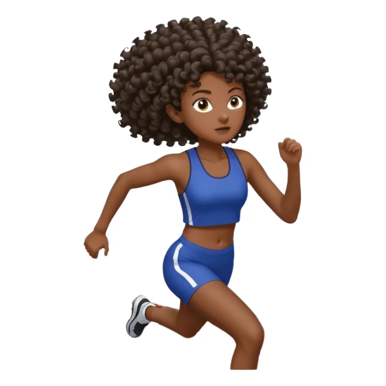 Treino de corrida mulher morena de cabelos cacheados caindo nas costas sticker