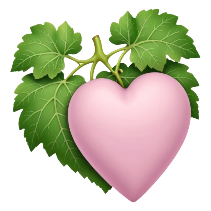 Pale pink heart with the grape leaves sticker