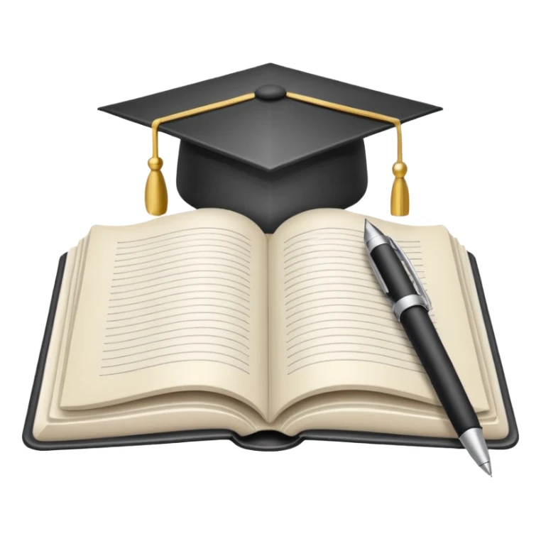 "A white open book,The pen should be positioned as placed exactly in the center between the pages.  if held by a right-handed person - meaning the direction is reversed compared to a left-handed grip. The pen should be uncapped, and the cap placed behind it." sticker