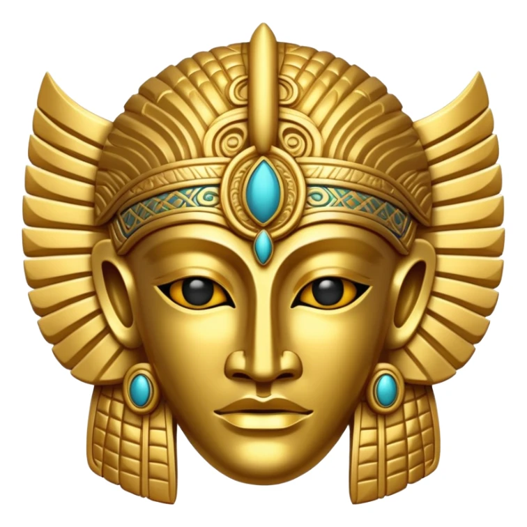 golden Anunnaki mask, ornate, classic emoji style sticker