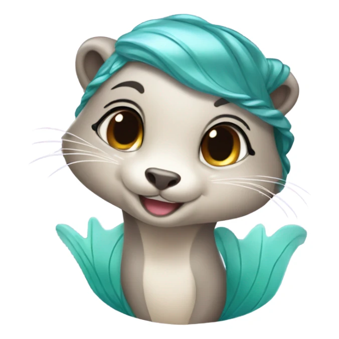 A cute and happy otter face as a mermaid princess. sticker