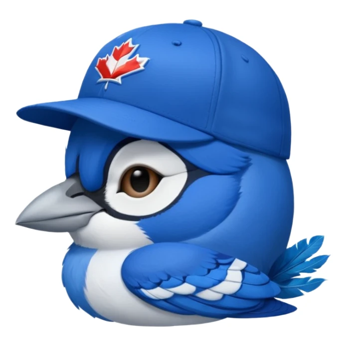bluejay sleeping with eyes closed wearing toronto blue jays baseball hat,  sticker
