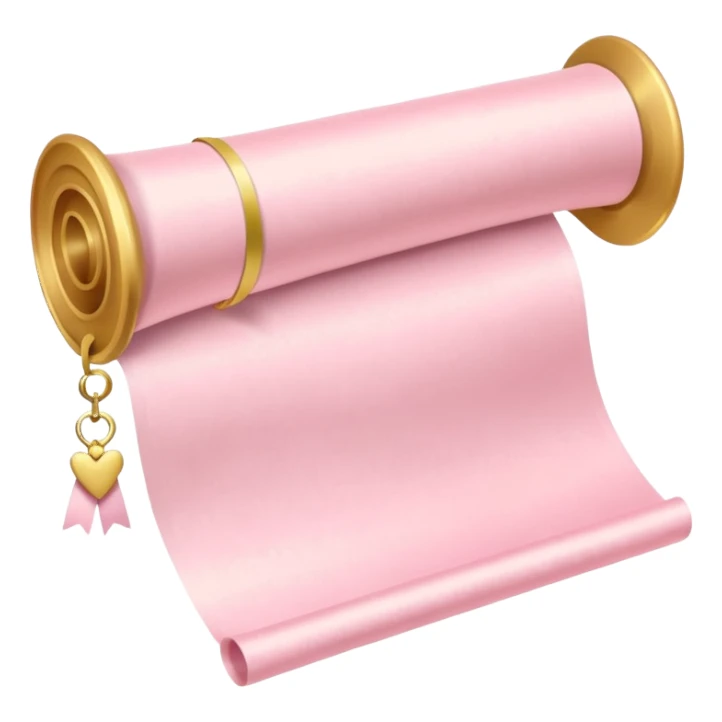Pastel pink diploma scroll with gold ribbon and satin paper texture sticker