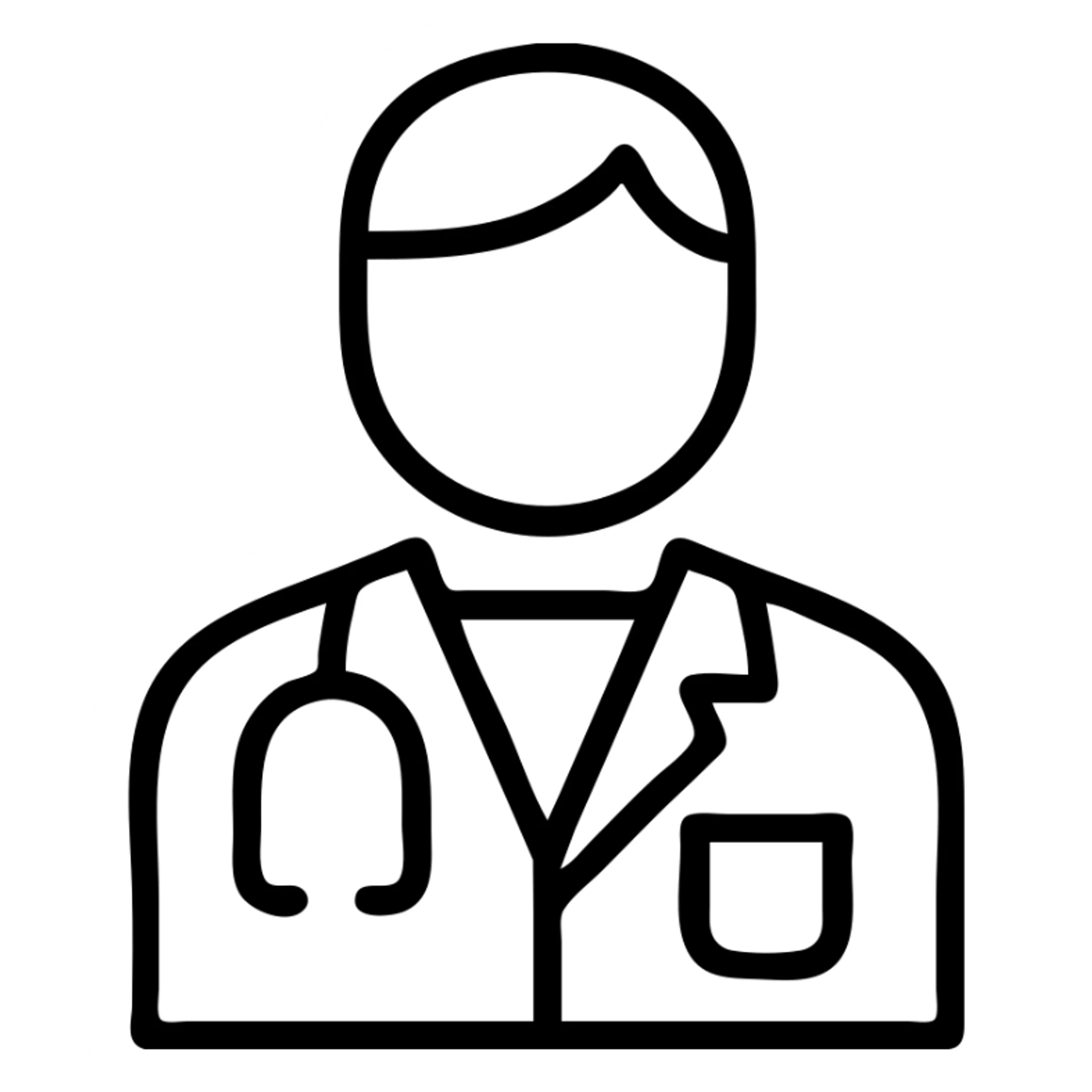 doctor icon wearing a lab coat, minimal style sticker