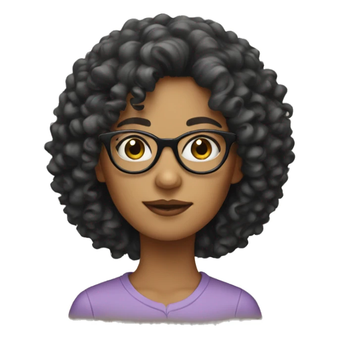 curly hair woman with black glasses sticker
