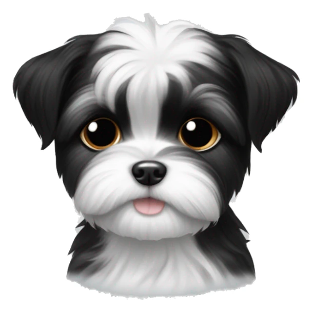 Black and white shorkie puppy only one eye and ear black sticker