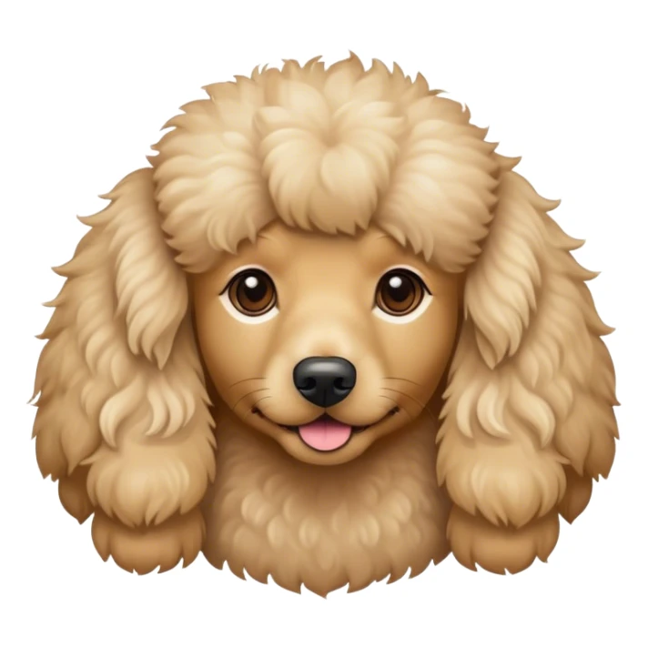 Fluffy tan dog small long poodle hair  sticker