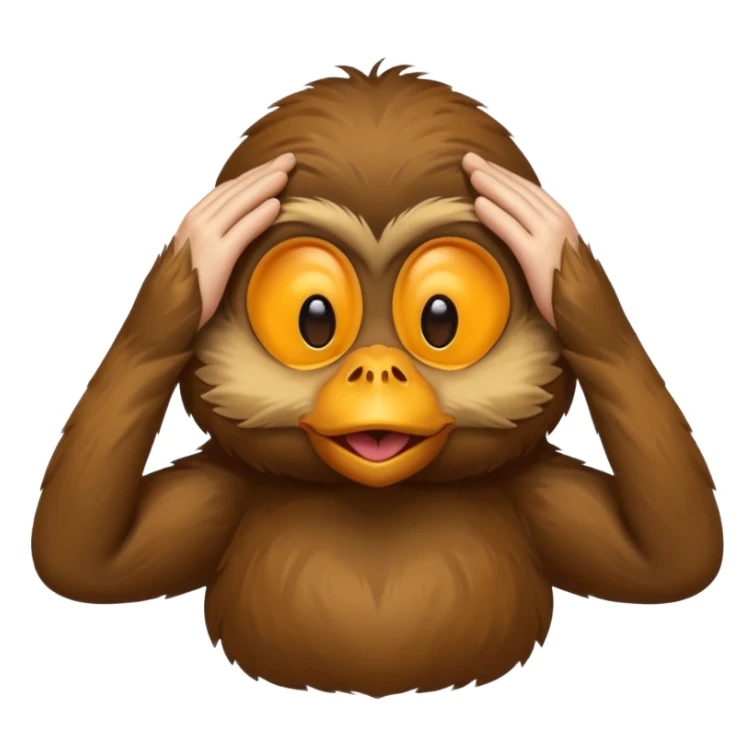 I want duck 🦆 emoji and monkey 🐒 emoji mashed together making a monkeyduck covering his eyes see no evil sticker