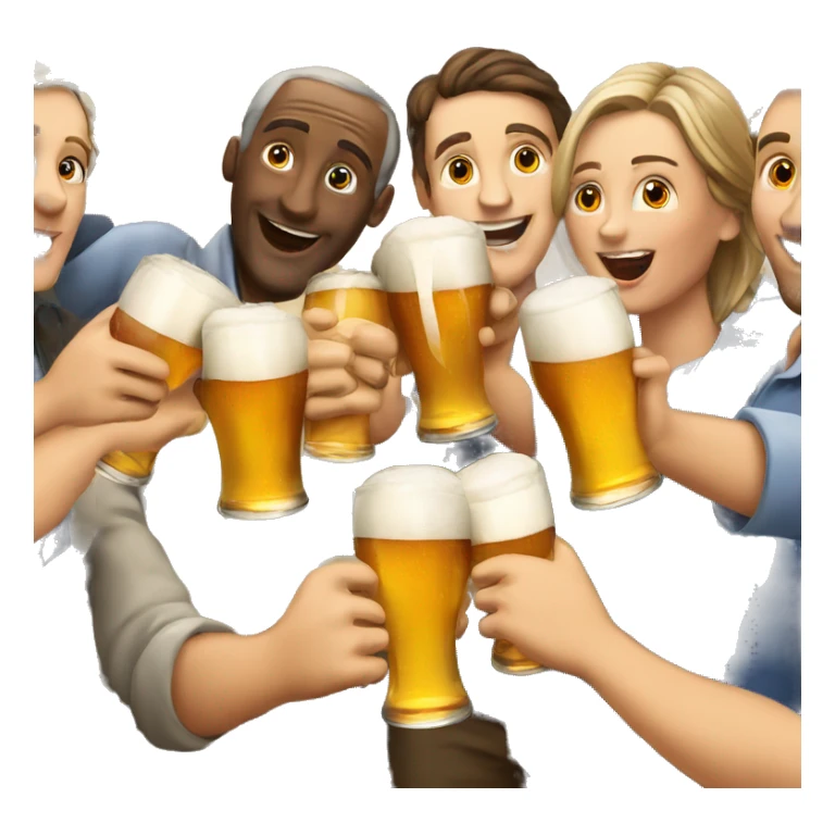 a group of french people toasting with beers sticker