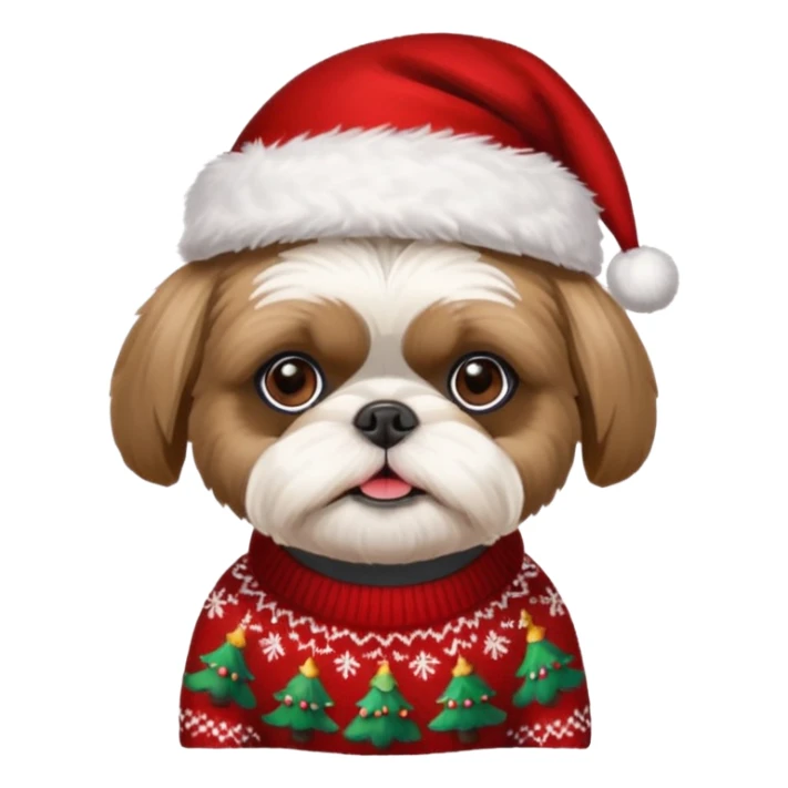 Small all OVER dark grey faced shih tzu christmas sweater hat sticker
