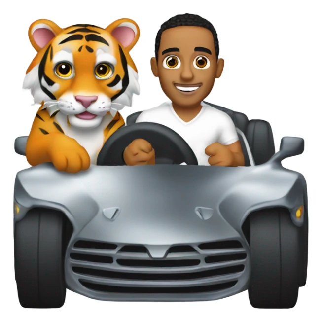 lewis hamilton in his car with his tiger pet sticker