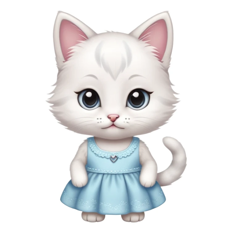 a little cute kitten with cute eyes wearing a dress sticker