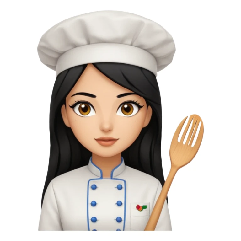 Create a persian girl, black hair, Middle Eastern with lashes  chef🧑‍🍳 emoji, barbie vibes tan skin black long hair with long lashes BADDIE VIBES long black hair and tanned skin  sticker