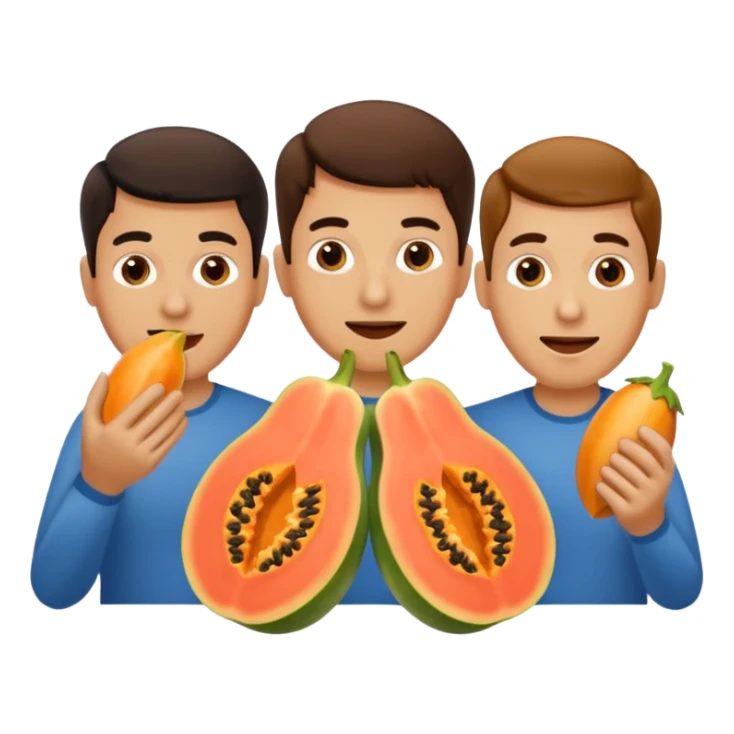 3 hombres comiendo papaya partida en 2 partes sticker