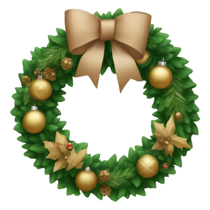 Green wreath with tan Christmas decorations sticker