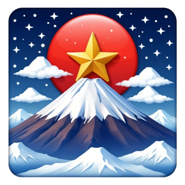 Mount Fuji with red color and a star on top sticker