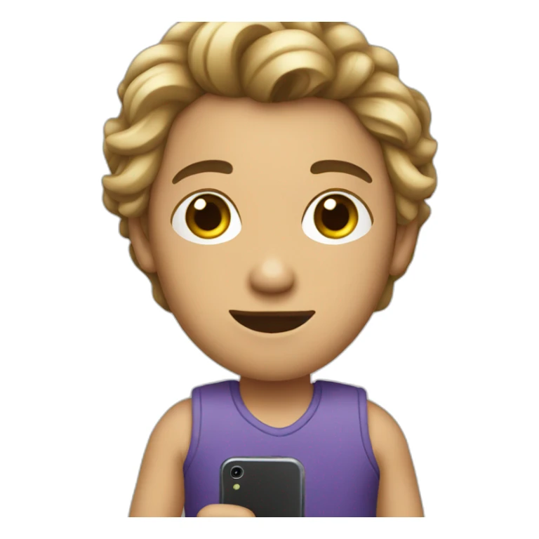 A young man wearing a dress and holding a phone sticker