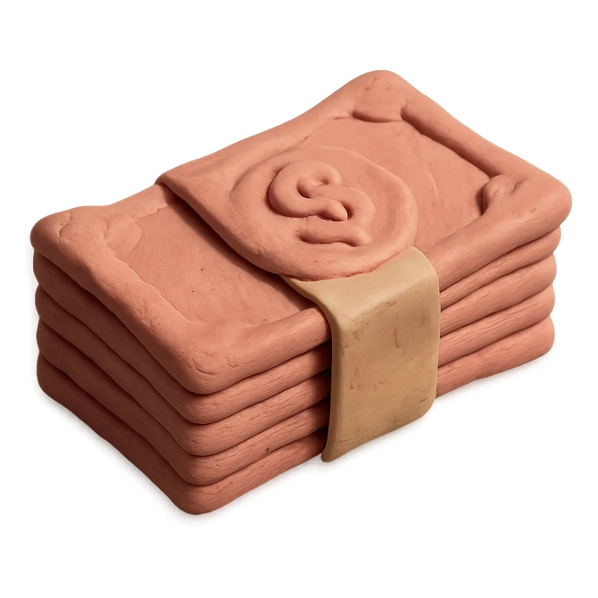 claymation style pink bundle of cash sticker