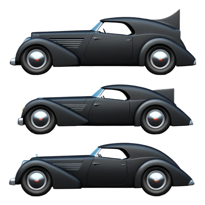  the animated series aerodynamic futuristic Batmobile loosely based on 1936 cord 812 (flat long straight faceted mechanical body) stealthy understated hot rod  sticker