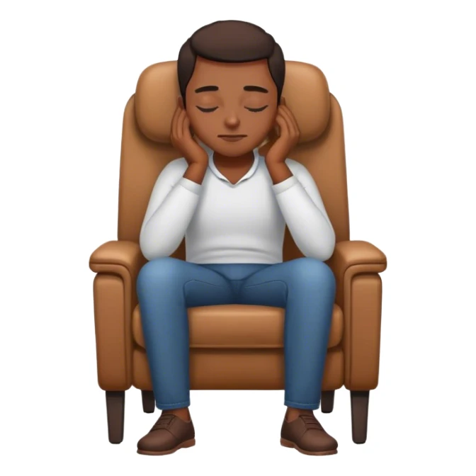 A person sitting in a chair, , hands resting on their lap, eyes closed. No distractions, no to-do lists—just a moment of stillness.  sticker