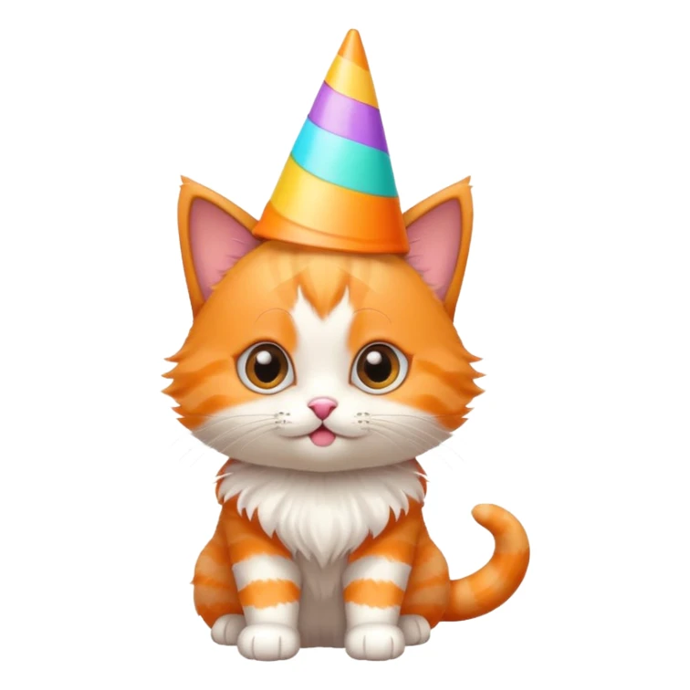 playful kitten with a colorful cone party hat sticker