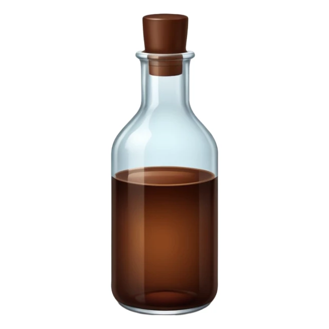 bottle of dark brown liquid, vibrant, simple, clear sticker