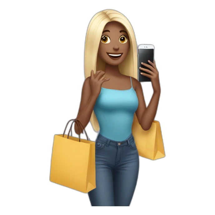 influencer taking selfie with a shopping bag sticker