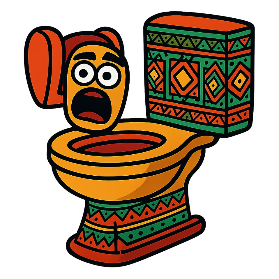 skibidi toilet with Afghan patterns sticker