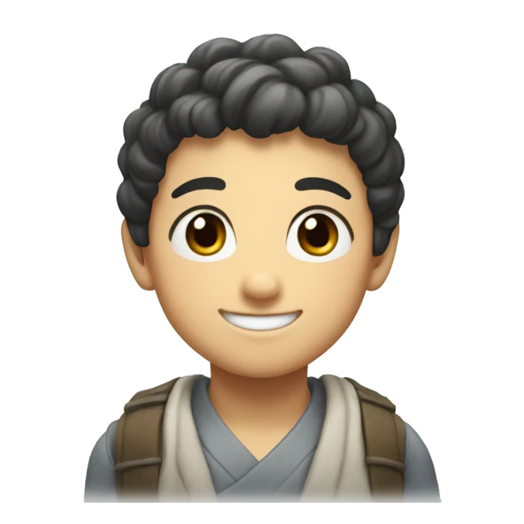 Young Japanese smiling, With black banded eyes sticker