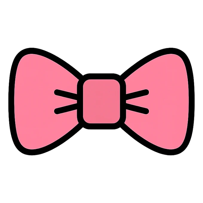 cute pink bow tie icon with color outline and black outlines sticker