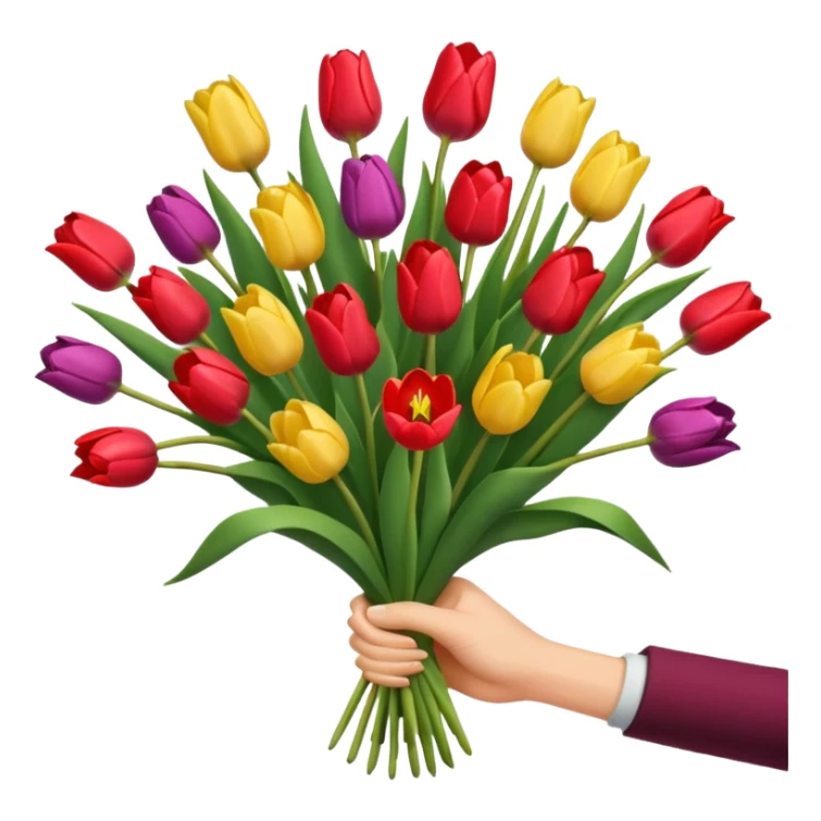 tulip boquet in one hand held boquet sticker