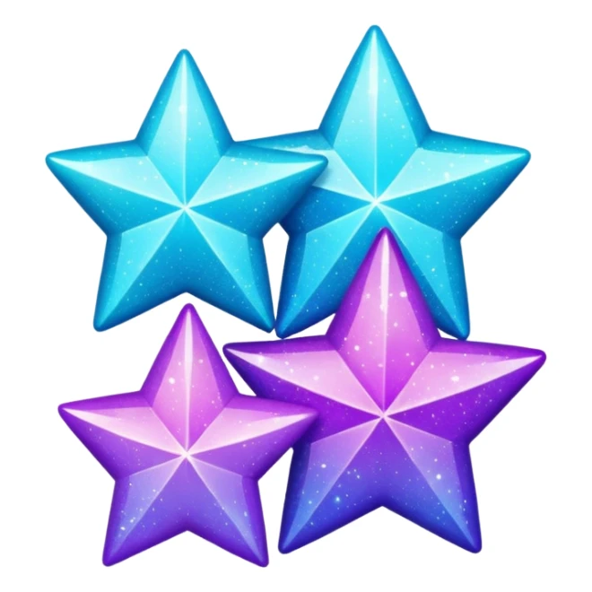 glitter purple and cian 3 stars  sticker