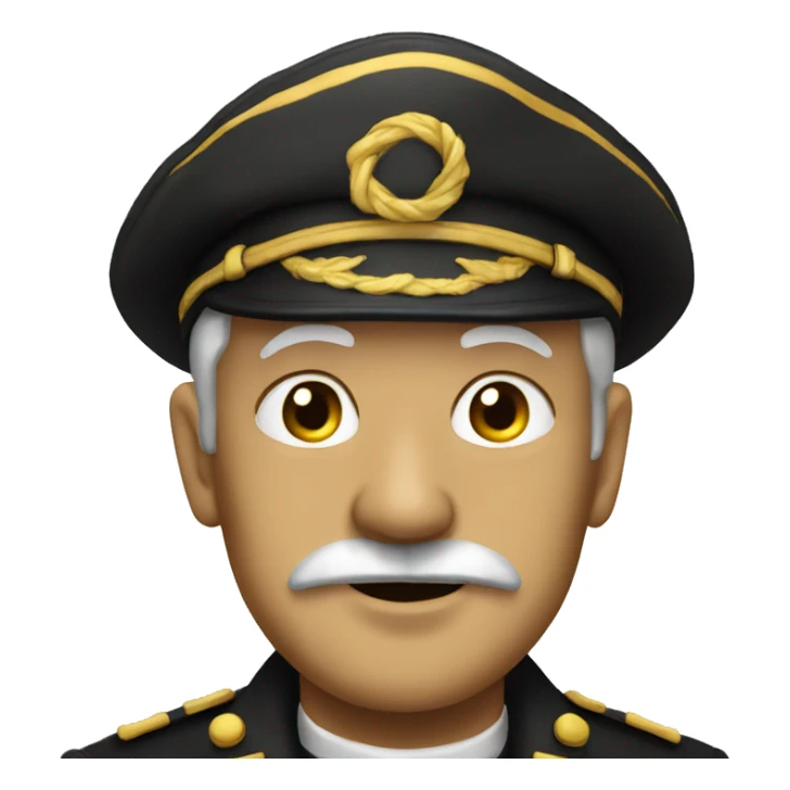 old time ship captain wearing black and gold sticker